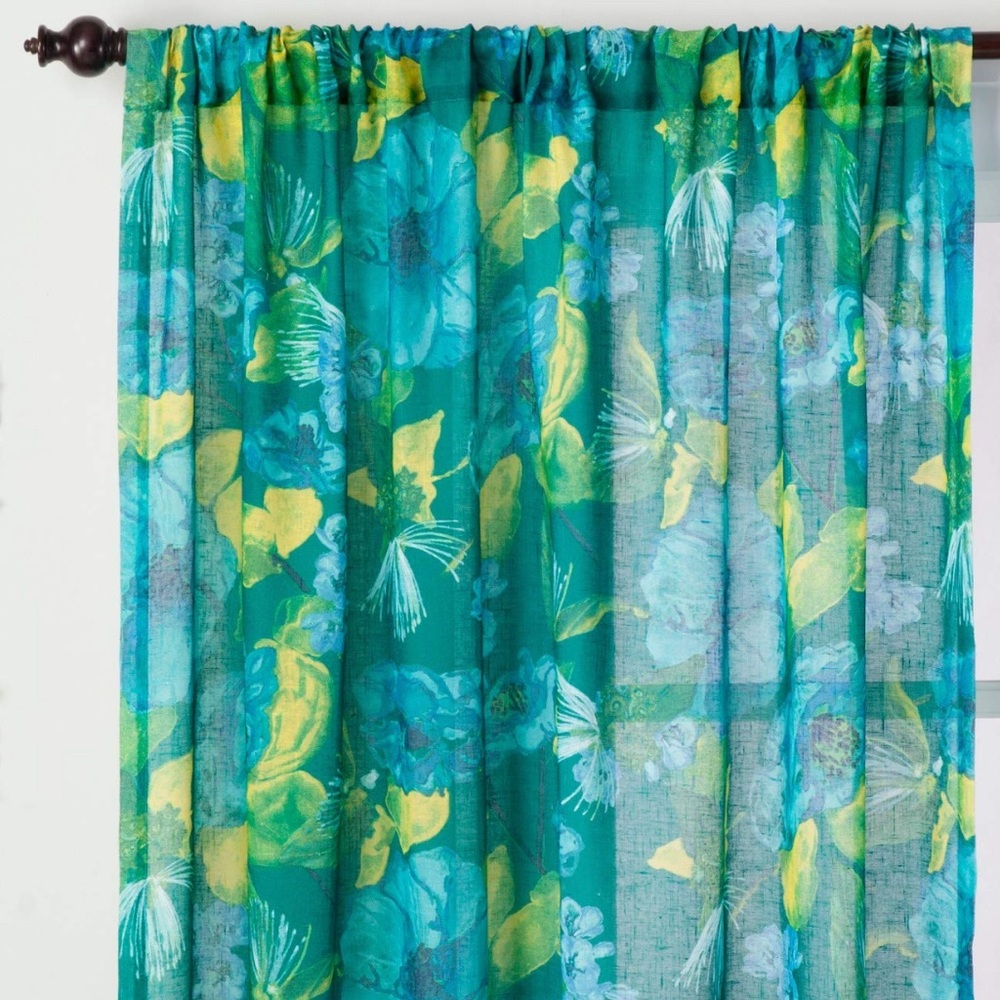 63” sheer floral curtains